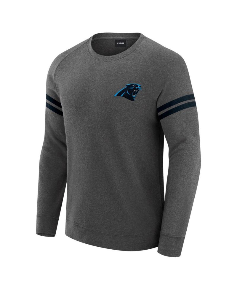 Men's Dark Heather Gray Carolina Panthers Players Lounge Raglan Tri-Blend Sweatshirt