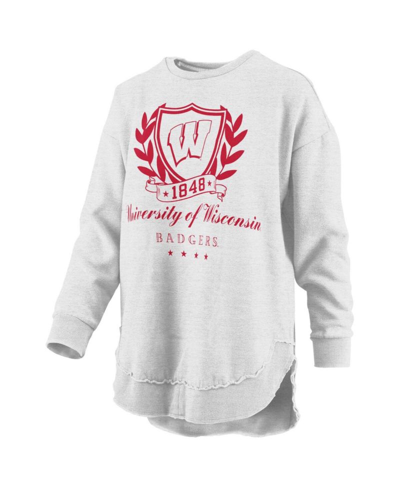 Women's Heather Gray Wisconsin Badgers Field Day M&eacute;lange Poncho Pullover Sweatshirt
