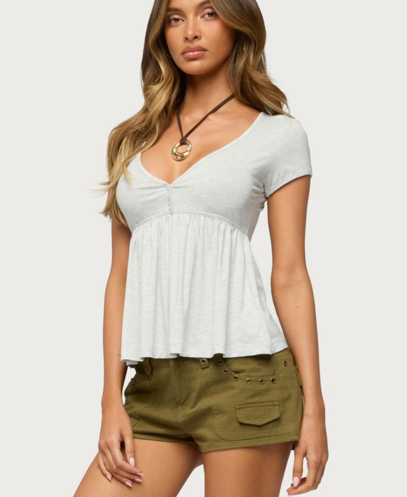 Women's Chere V-Neck Ruched-Bust Babydoll Top
