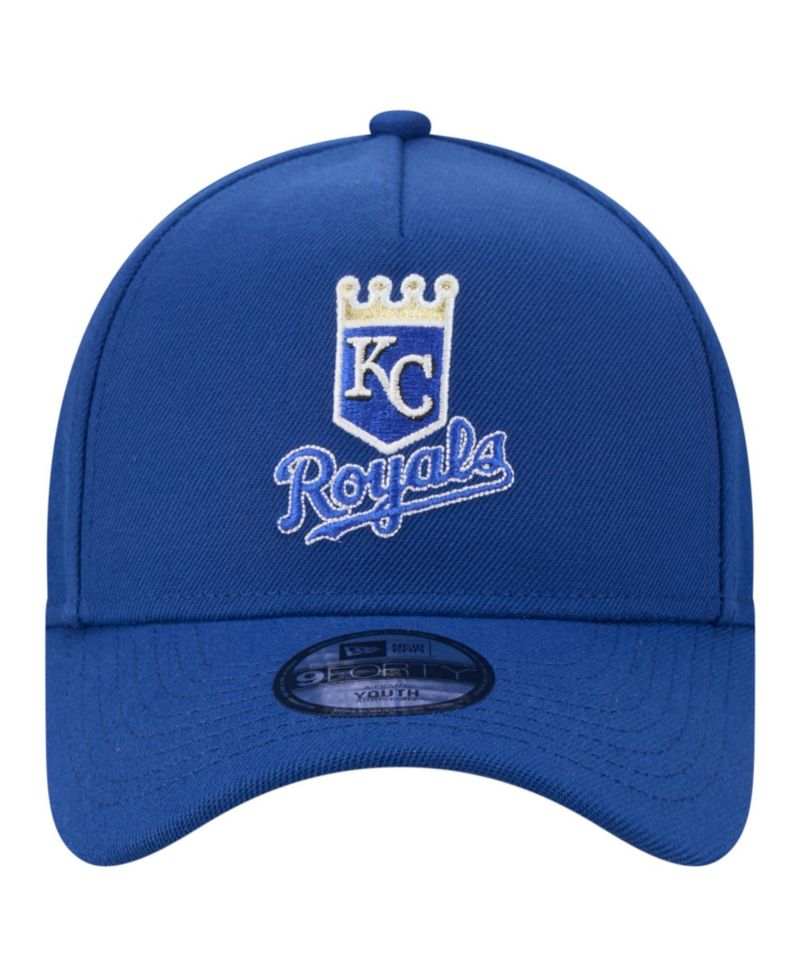 Big Boys and Girls Royal Kansas City Royals Cooperstown Logo 9FORTY A-Frame Adjustable Hat
