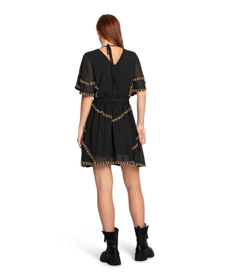 Golden Mark Beaded Trim Mini Dress