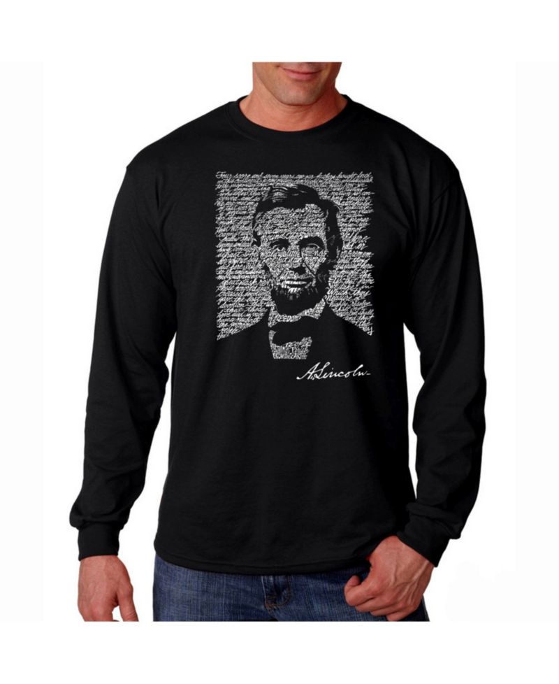 Men's Word Art Long Sleeve T-Shirt- Abraham Lincoln