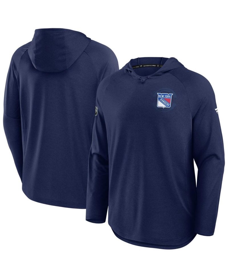 Men's Navy New York Rangers Authentic Pro Rink Raglan Hoodie