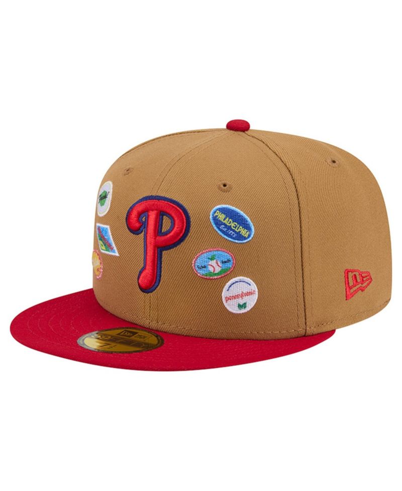 Men's Tan Philadelphia Phillies Fruit Sticker 59FIFTY Fitted Hat