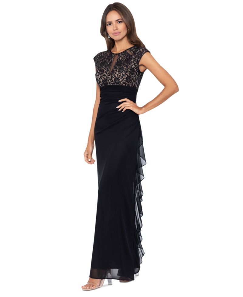 Betsy & Adam Women'sCut-Out Lace Combo Gown