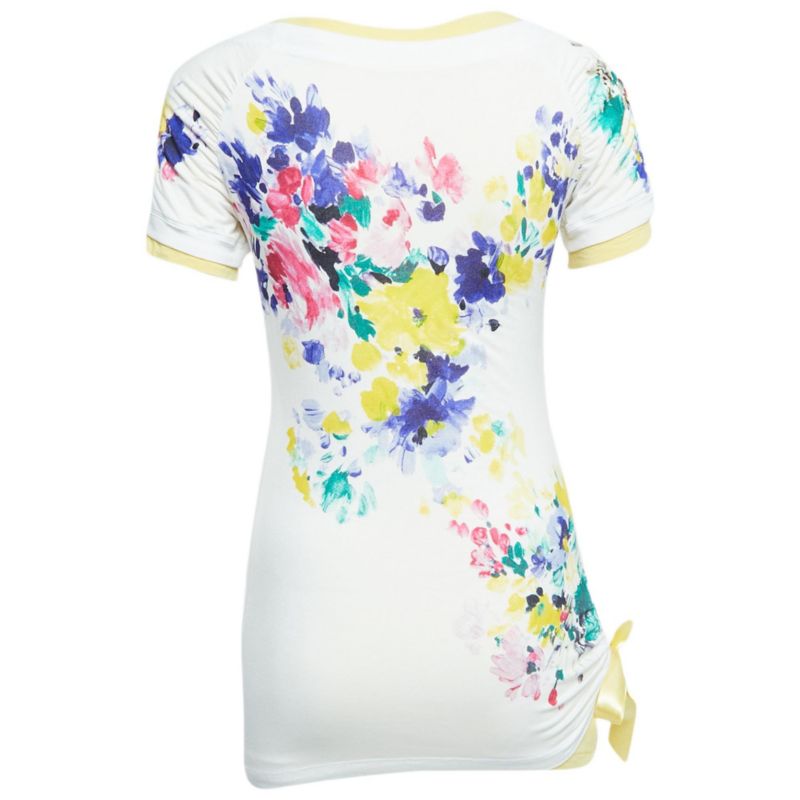 Women's Multicolor Floral Print Knit Inlay T-Shirt