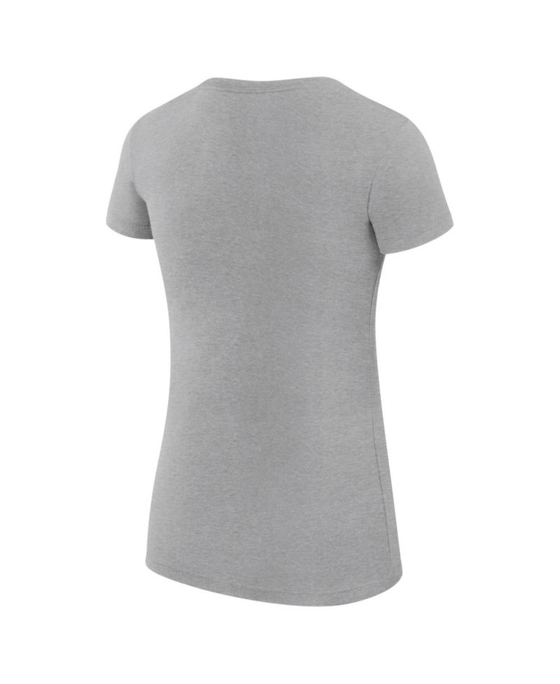 Women's Heather Gray New York Yankees Super-Slim Fit Lightweight Collage Team Graphic Crew Neck T-Shirt