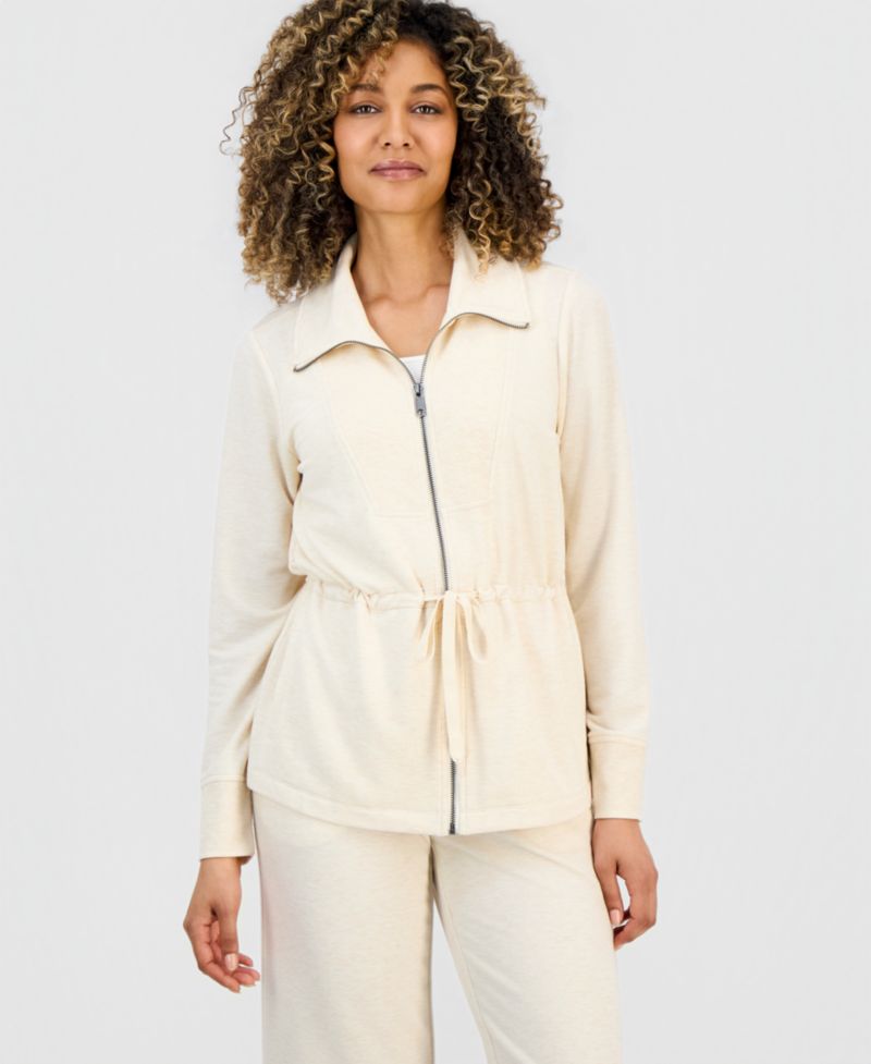 Petite LuxLounge French Terry Chunky Zip Jacket