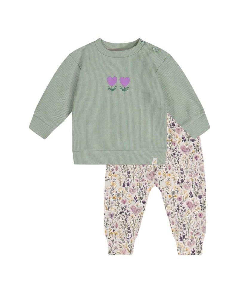 Baby Girls ( 3M to 24 M ) Cotton Pants and Top Set Heart Print