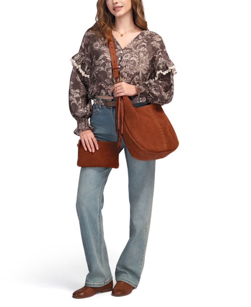 Hydrangea Large Leather Shoulder Handbag