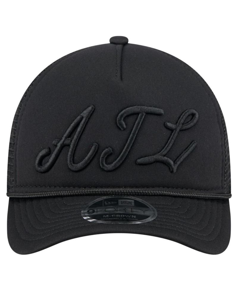 Men's Black Atlanta Braves City Initial 9FORTY A-Frame M-Crown Adjustable Trucker Hat