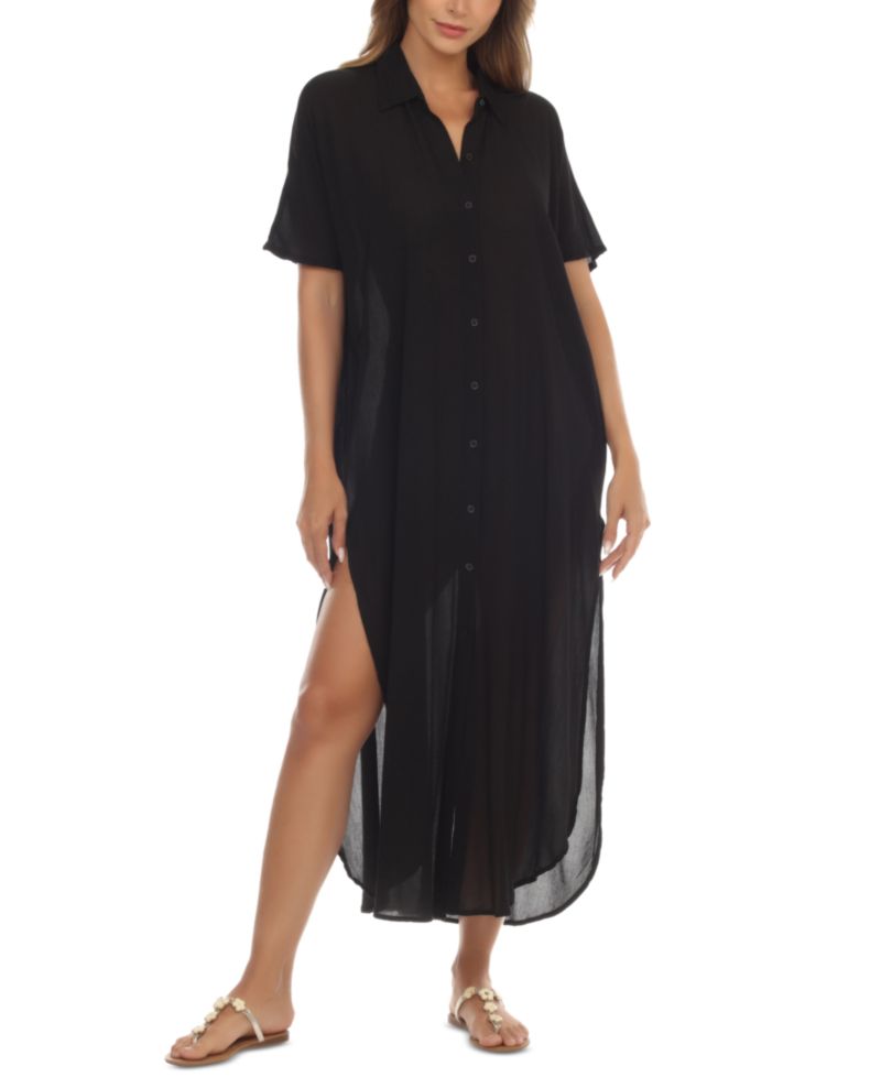 Women's Button-Down Maxi Dress Cover-Up