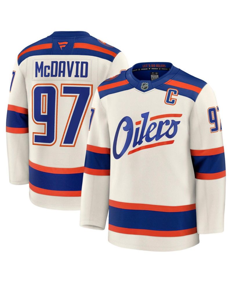 Men's Connor McDavid Light Beige Edmonton Oilers Alternate Premium Jersey