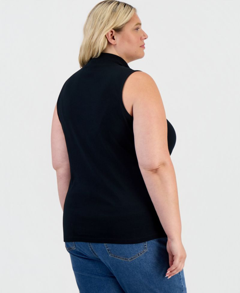 Petite Mock Neck Cotton Tank