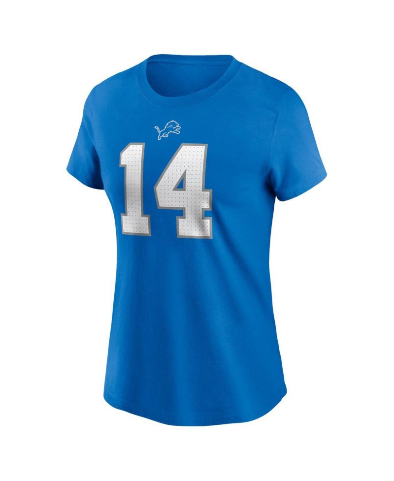 Women's Amon-Ra St. Brown Blue Detroit Lions Player Name & Number T-Shirt