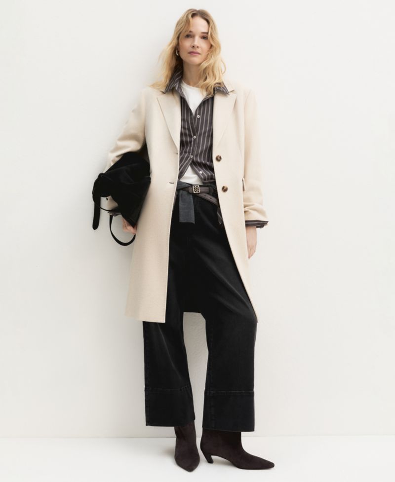 Women's Emmtritone Mid-Length Single-Breasted Brushed-Jersey Coat