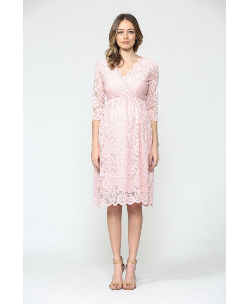 Women's Floral Lace Wrap Nursing Dress with 3/4 Sleeves