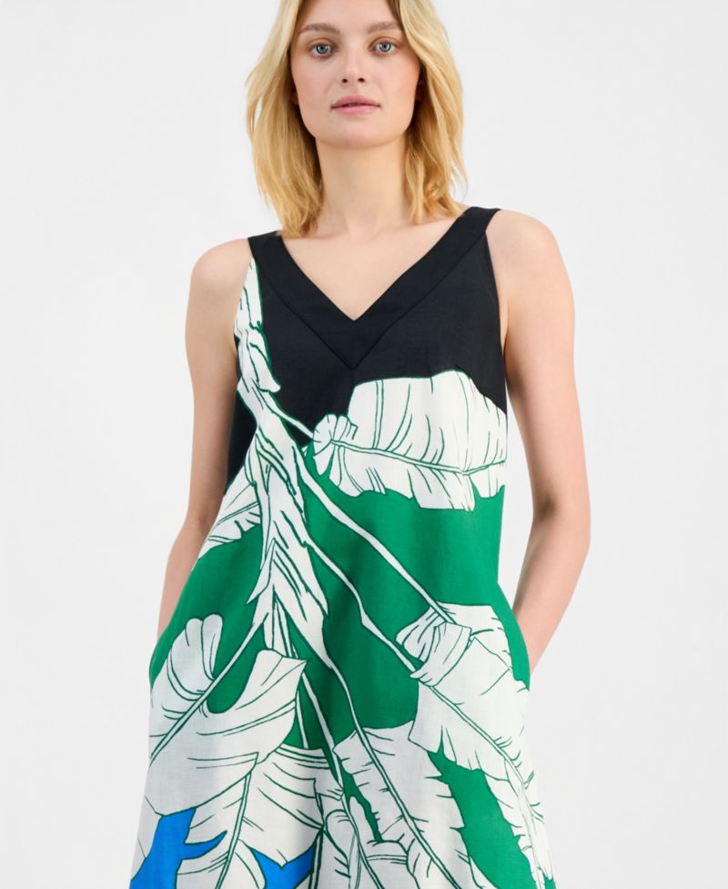 Women's Sleeveless Double V-Neck A-Line Maxi Dress