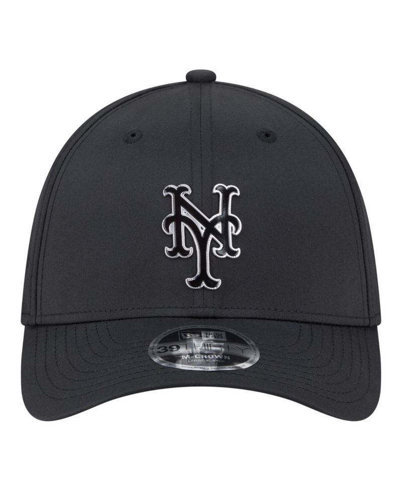 Men's Black New York Mets Metallic 39THIRTY M-Crown Flex Hat