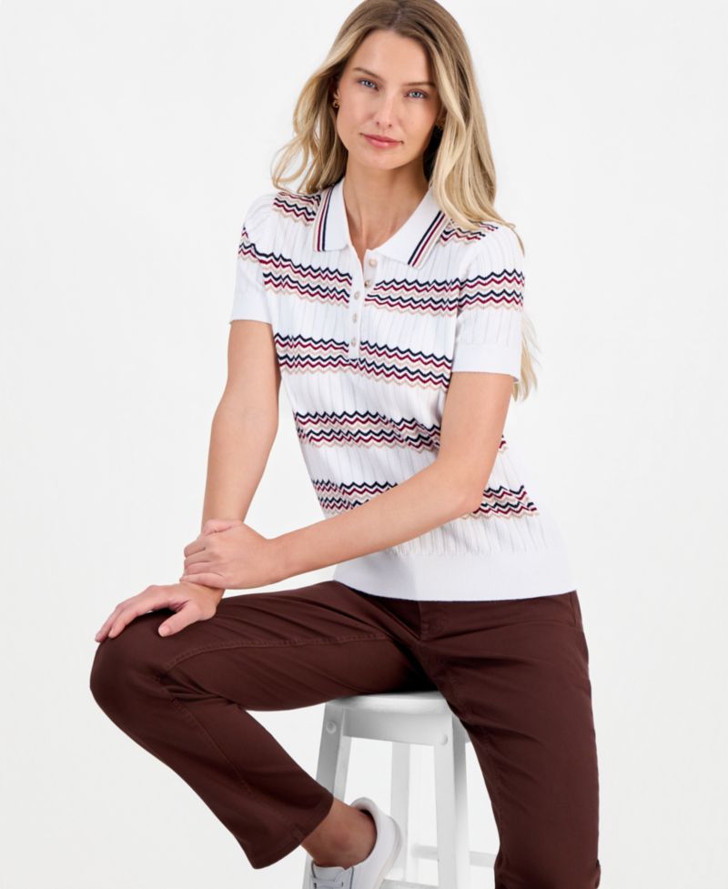 Women's Short-Sleeve Polo Sweater