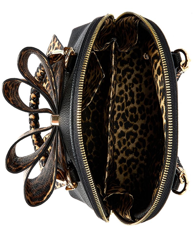 Leopard Top Handle Small Bow Bag