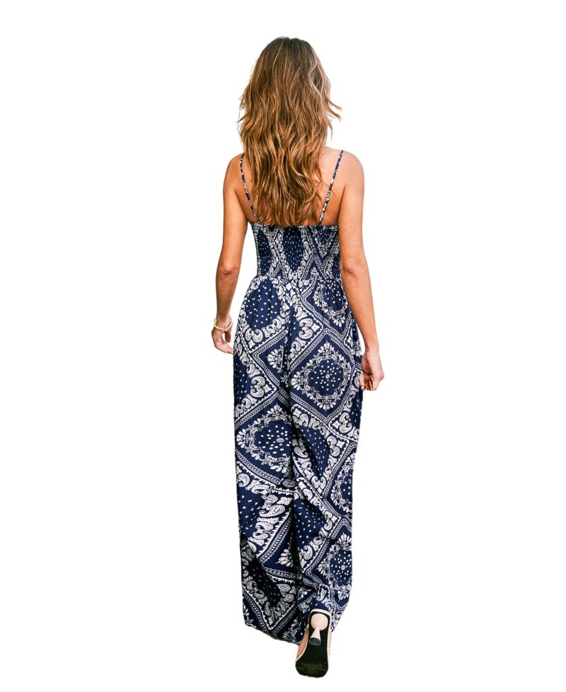 Women's V-Neck Zipper Closure Unlined Jumpsuit
