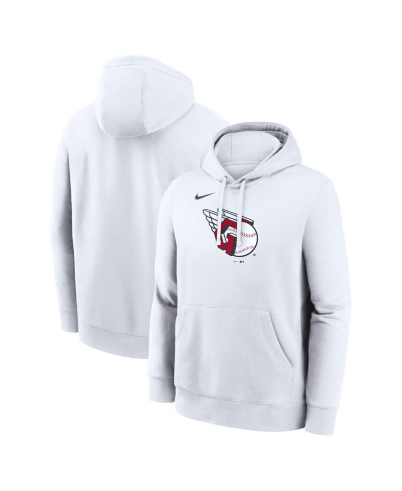 Men's White Cleveland Guardians Logo Club Hoodie