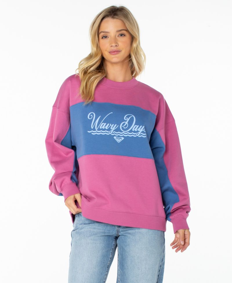 Women's Lineup Oversized Crew Colorblock Graphic Cotton-Blend Sweatshirt