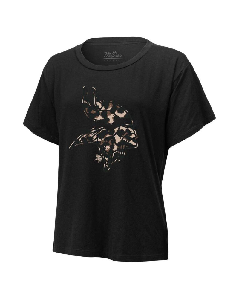 Women's Threads Justin Jefferson Black Minnesota Vikings Leopard Player Name and Number T-shirt