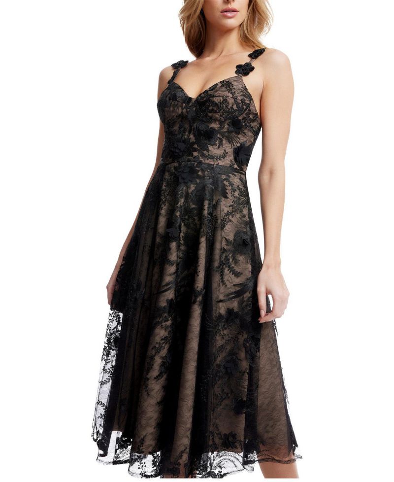 Women's Maren Sweetheart Neck 3D Floral Lace Midi Dress