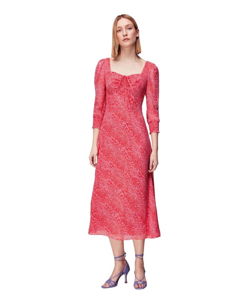 Women's Diagonal Leopard A-Line Midi Dress