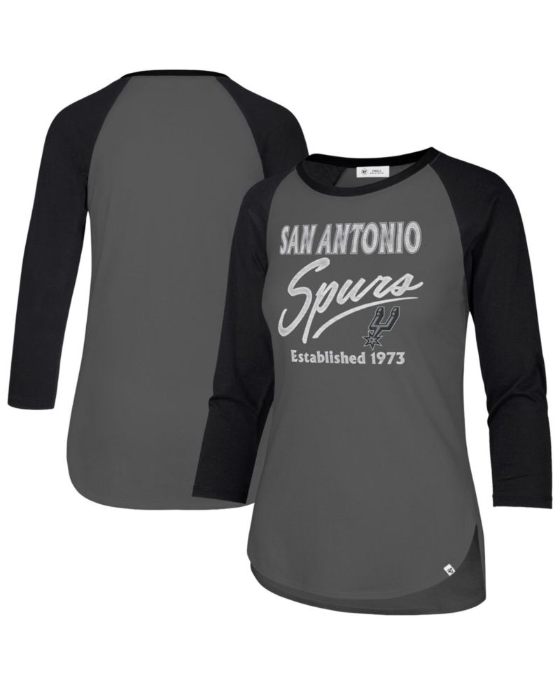 Women's Gray San Antonio Spurs High Rise Frankie Raglan Long Sleeve T-Shirt