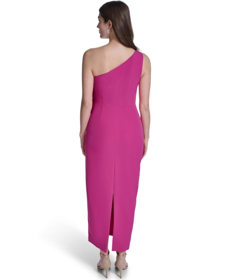 Women's One-Shoulder Pleated Midi Dress