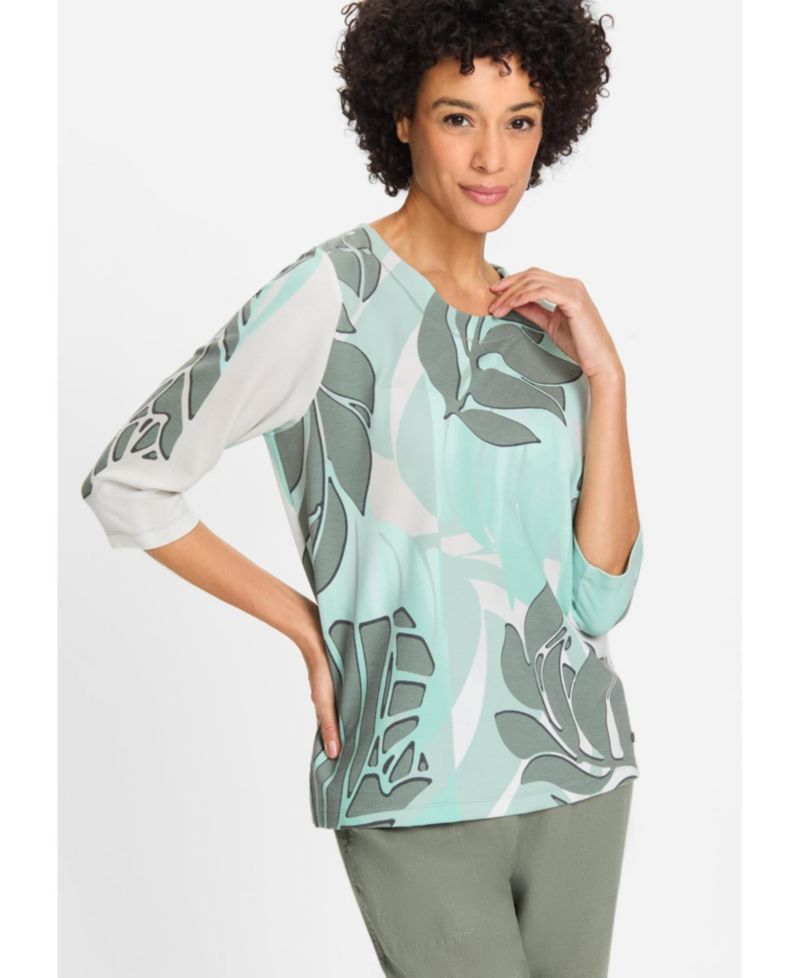Women's Tropic Palm Leaf Jersey Top