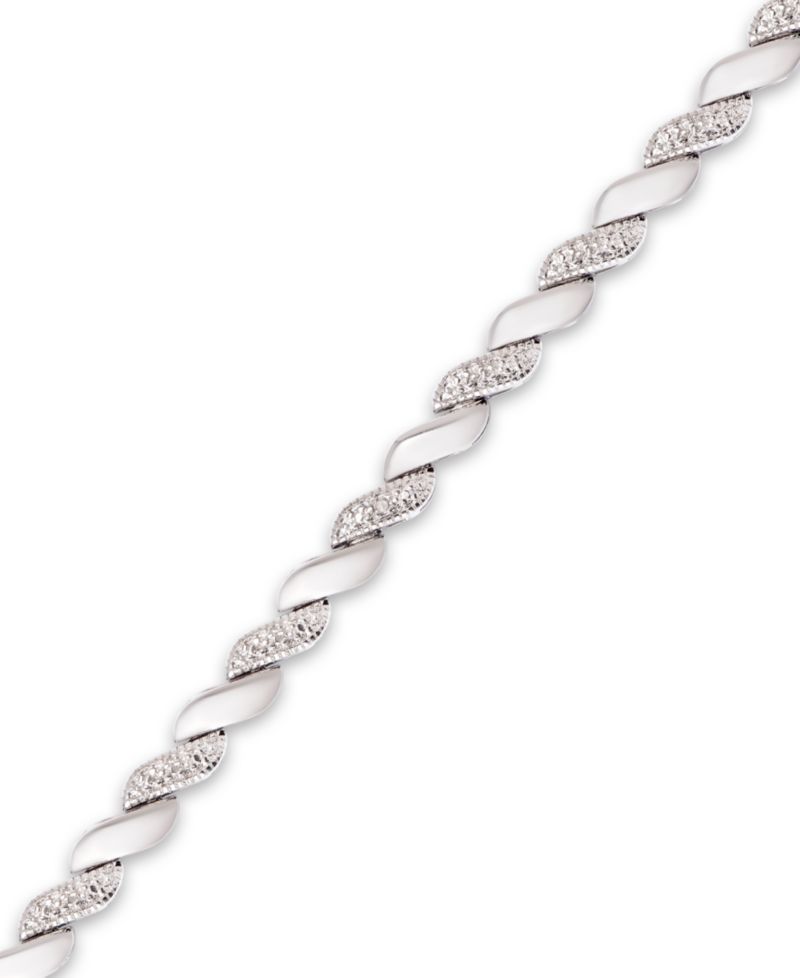 Diamond Accent San Marco Link Bracelet in 18k Gold-Plate & Silver-Plate