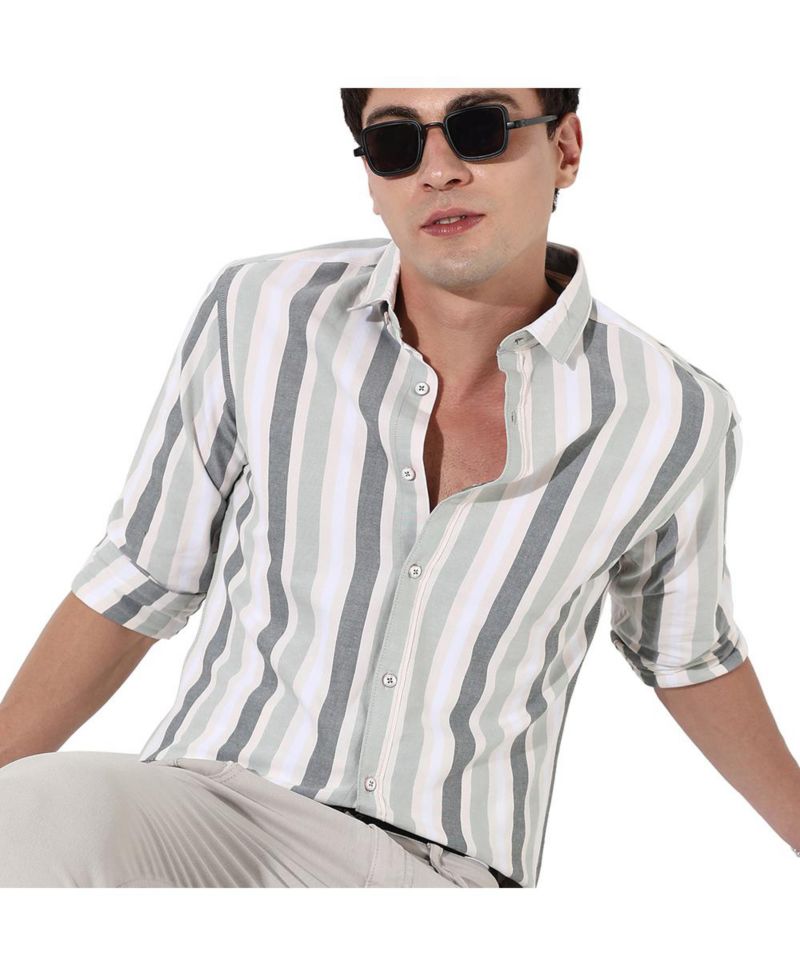 Men's Multitrack Striped Button Up Shirt