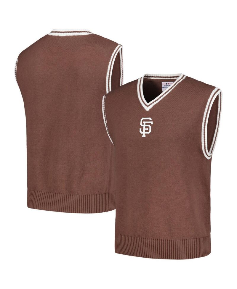 Men's Brown San Francisco Giants Knit V-Neck Pullover Sweater Vest