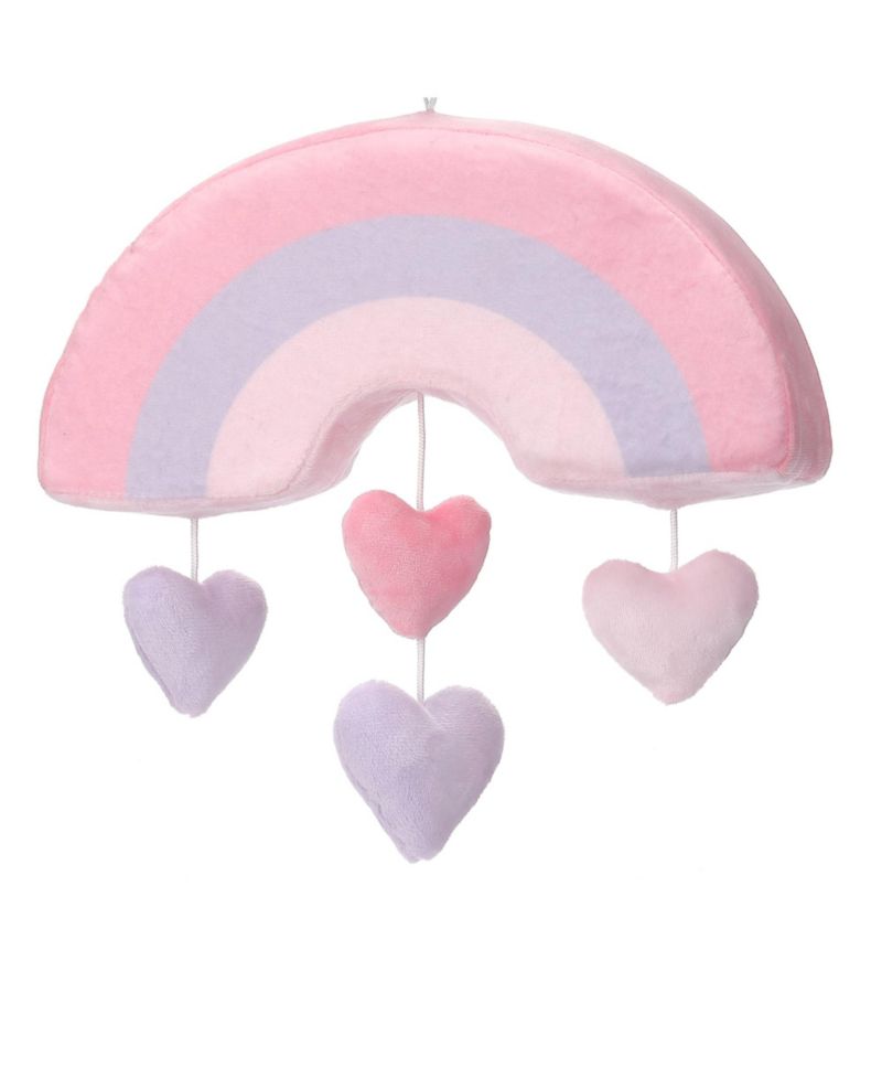 Rainbow Hearts Pink/Purple Musical Baby Crib Mobile Soother Toy