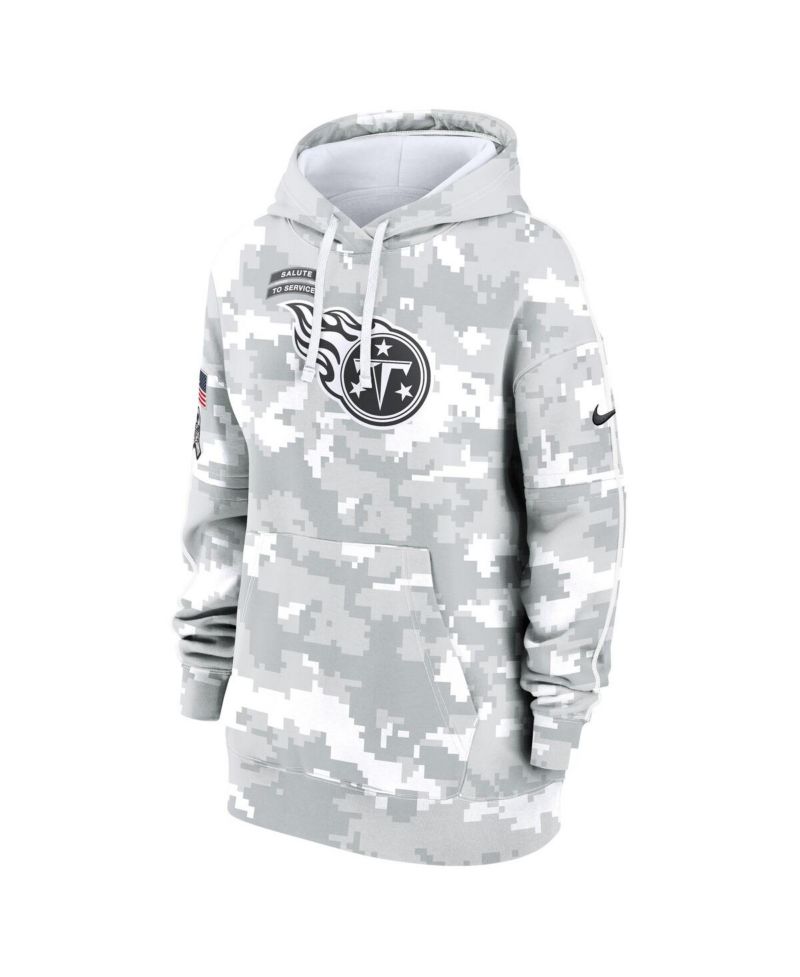 Women's Arctic Camo Tennessee Titans 2024 Salute To Service Club Fleece Oversized Pullover Hoodie