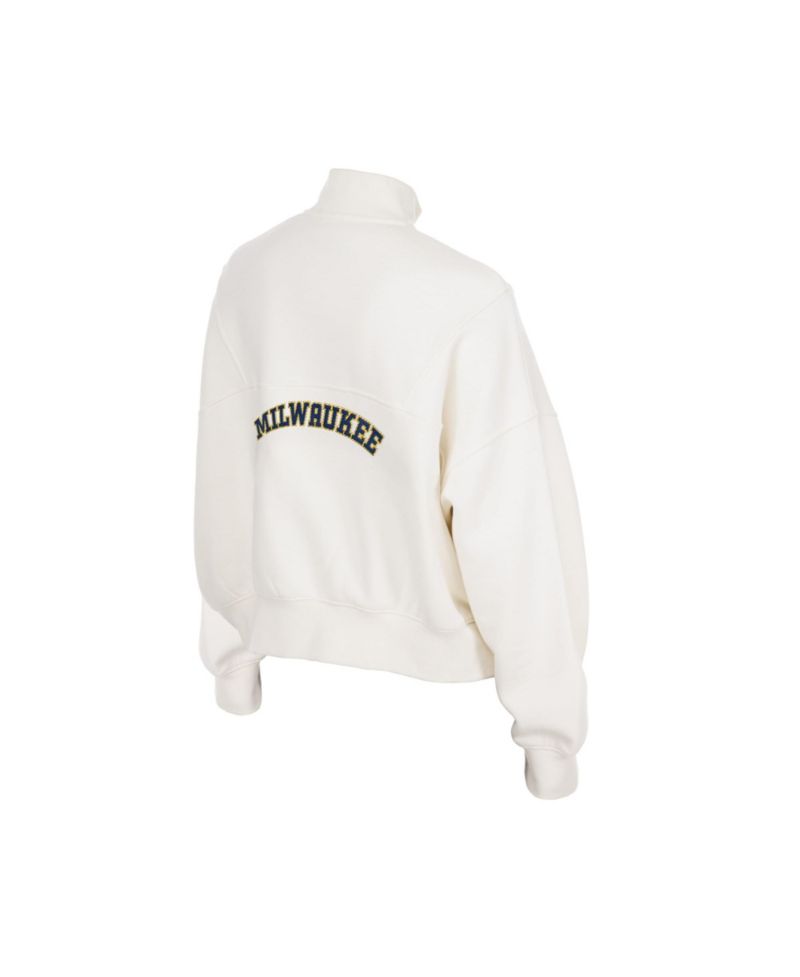 Women's Light Beige Milwaukee Brewers Dune Dust Quarter-Zip Fleece