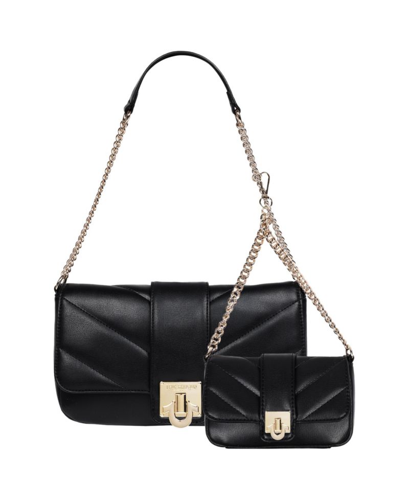 Quilted Flap Shoulder Bag with Mini Bag