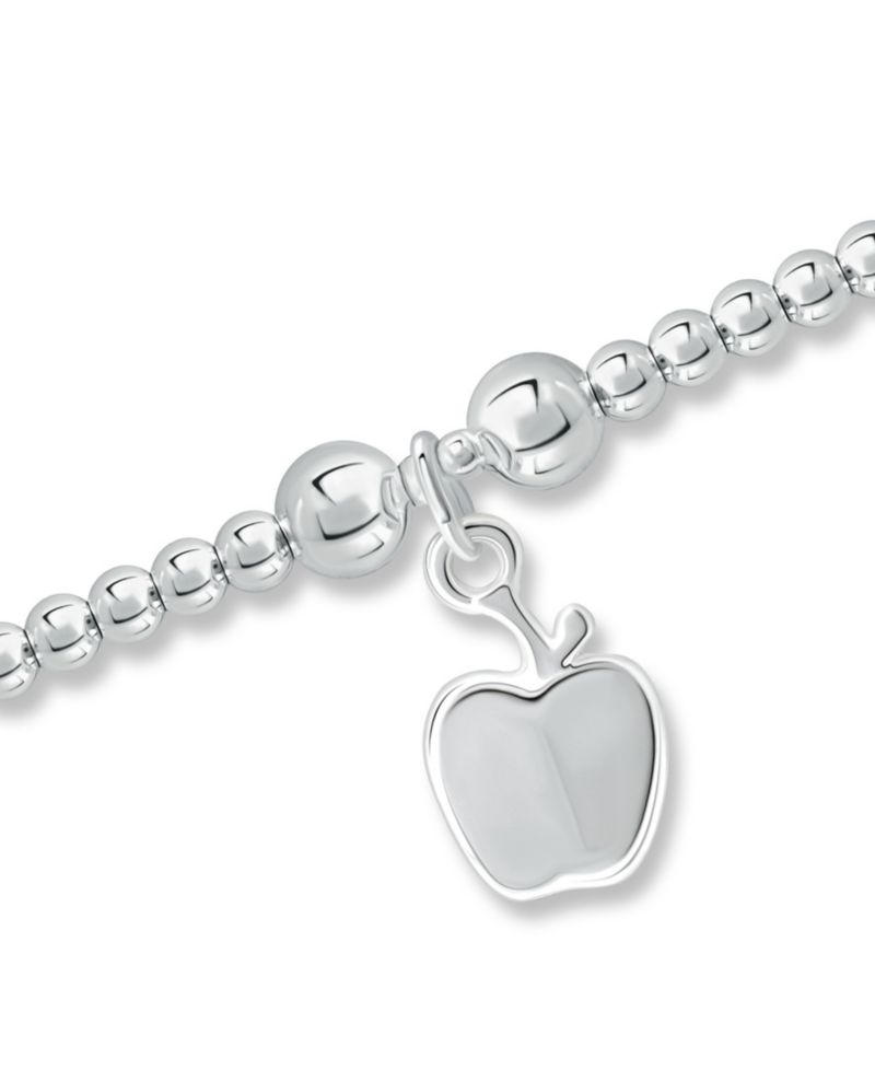 Bead Apple Charm Bracelet in Silver Plate