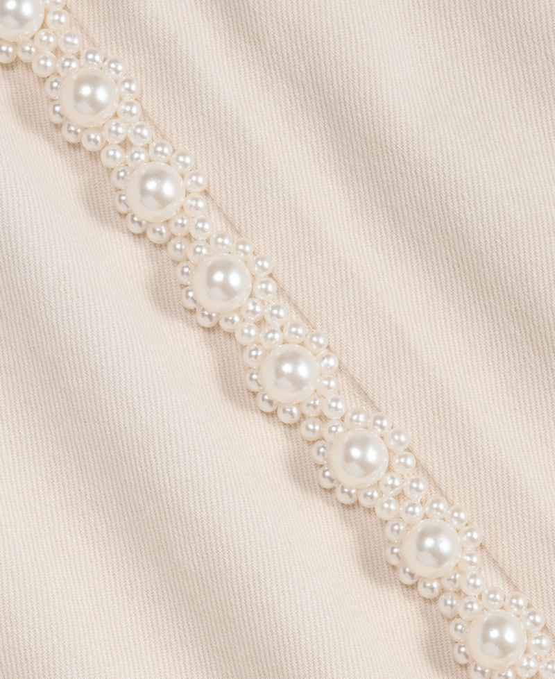Women's High-Rise Cropped Faux-Pearl-Trim Jeans
