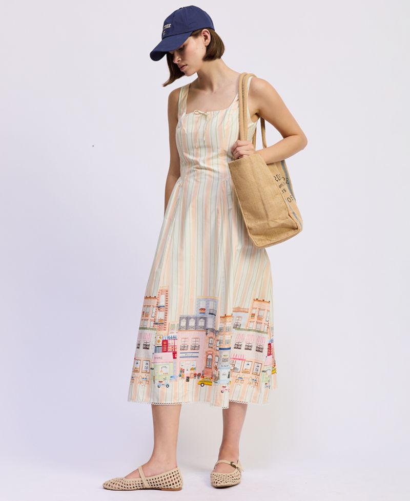 Women's Square Neck Athena Midi Dress