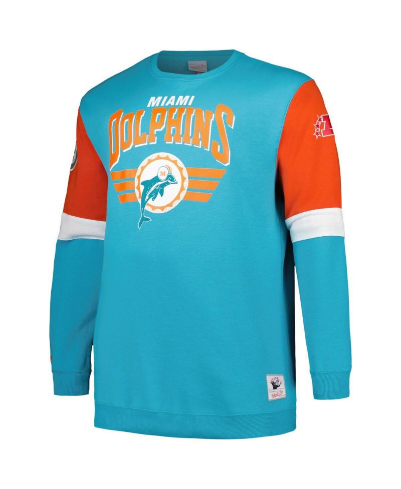 Men's Aqua Miami Dolphins Big and Tall Fleece Pullover Sweatshirt