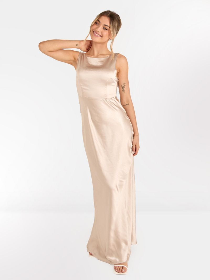 Women's Cowl Back Satin Bridesmaid Dress