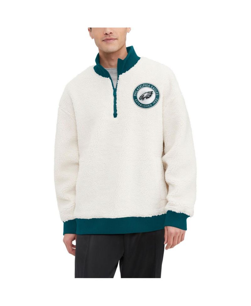 Men's Cream Philadelphia Eagles Jordan Sherpa Quarter-Zip Sweatshirt