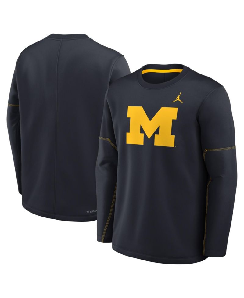 Men's Navy Michigan Wolverines 2026 Sideline Coaches Therma-FIT Long Sleeve T-Shirt