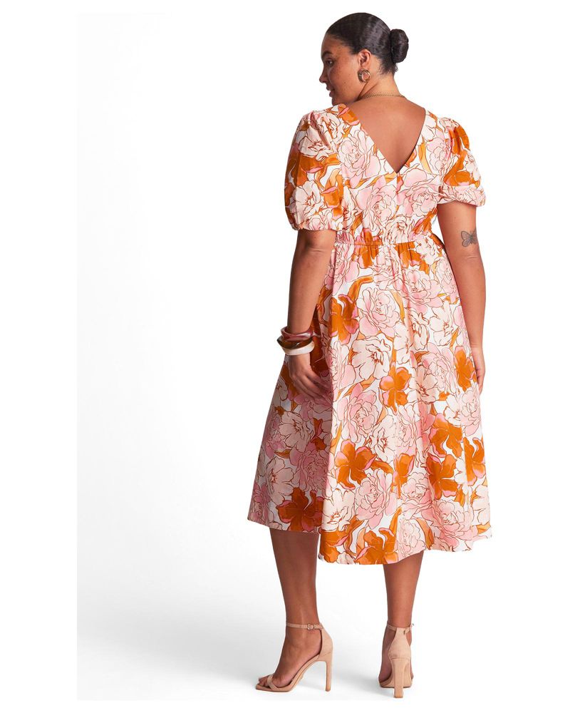 Women's Amira Cotton Twist-Front Fit Flare Midi Dress