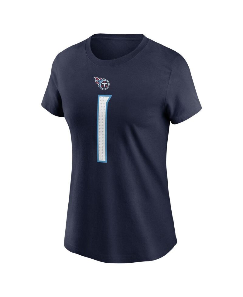 Women's Cam Ward Navy Tennessee Titans 2025 NFL Draft First Round Pick Name & Number T-Shirt